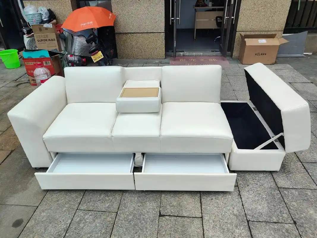 次新多功能沙发 送宜家小桌子.次新沙发,靠背可放平,中间靠背 - 抖音