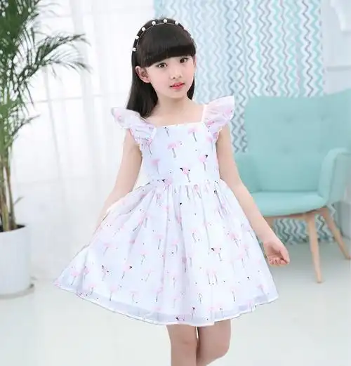 夏款童裙 女童韩版小飞袖连衣裙 儿童印花公主裙子厂家一件代发