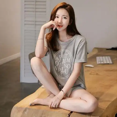 夏天穿的短袖短衣短裤外穿女士套装夏季韩版女短袖短裤薄款学生家居服