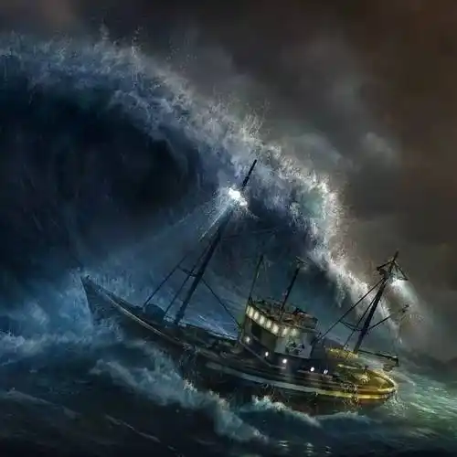 暴风雨就要来啦!一堆堆乌云,像青色的火焰,在无底的大海上燃烧.