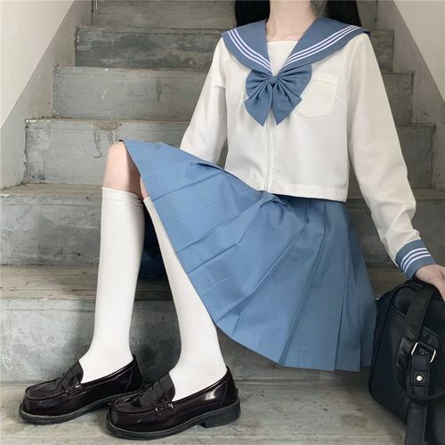 浅蓝色jk制服全套装正版原创日系秋季jk水手服学院风女短裙百褶裙