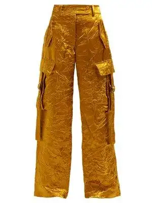 sammie wide-leg crinkled-satin cargo trousers