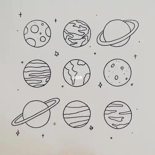 黑白简笔画47100宇宙星球新手入门附过程
