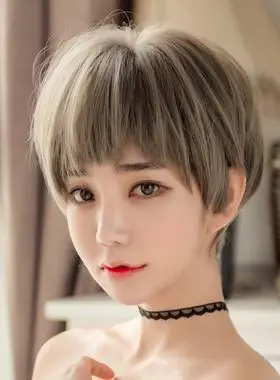 女短发波波头圆脸男发型自然全假发