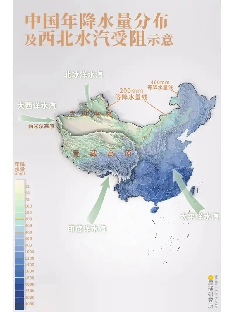 中国200mm等降水量线 中国干旱半干旱地区示意图