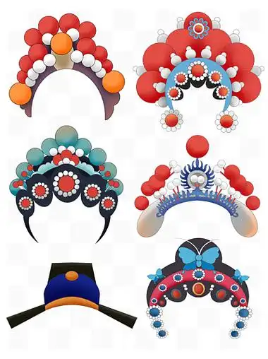 头饰黑胡须戏曲人物535国粹京剧矢量人物插画白胡子古代戏曲人物314