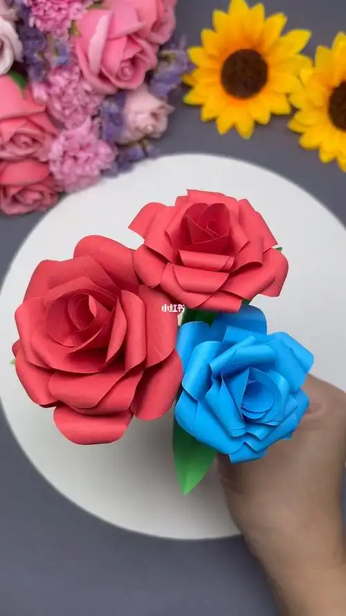 折纸手工玫瑰花超简单哦