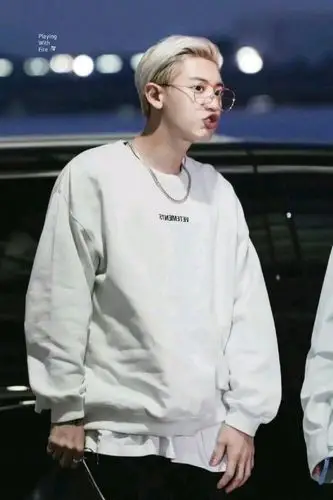 朴灿烈 背头 金色眼镜