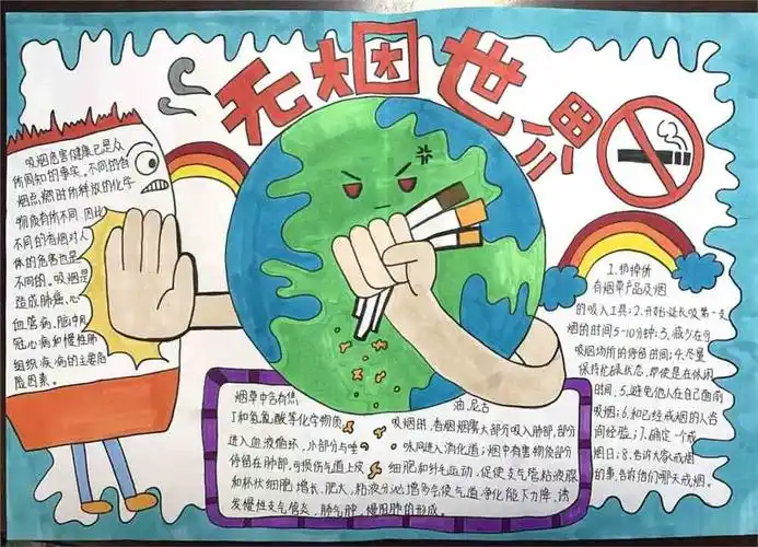 无烟日手抄报,无烟日手抄报内容,吸烟的危害