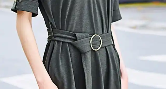 连衣裙单个圆环腰带的系法