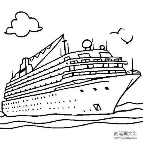 大海游轮的简笔画 第1页