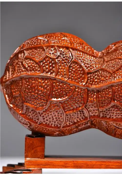 浣彩花梨木雕刻生意兴隆摆件实木花生中式客厅摆设红木开业送礼工艺品