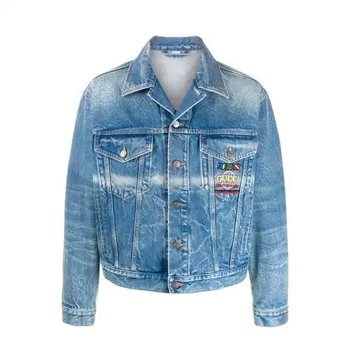 gucci古奇 20ss 彩色刺绣logo男士牛仔夹克外套