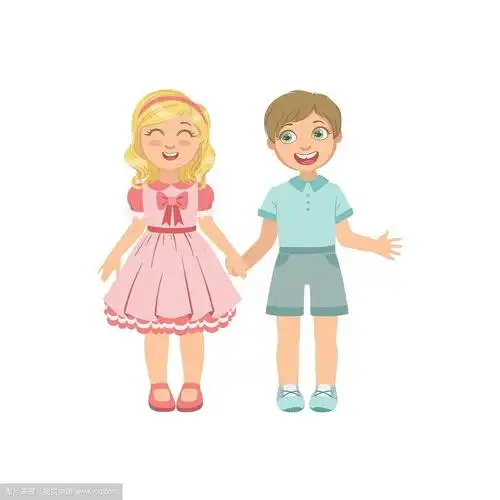 男孩和女孩牵手相爱
