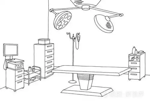 手术室图形黑色白色内饰素描图矢量插画-正版商用图片0oxelq-摄图新