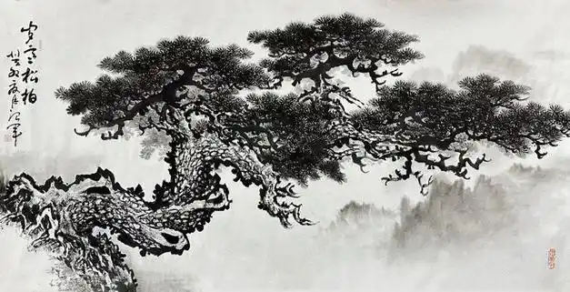 赏著名画家童治军松画《岁寒松柏》_中华网