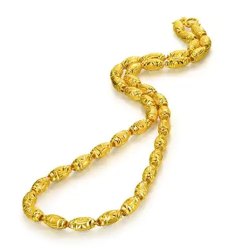 奢品轩黄金999足金纯金橄榄转运珠黄金项链 男士女士项链男女款