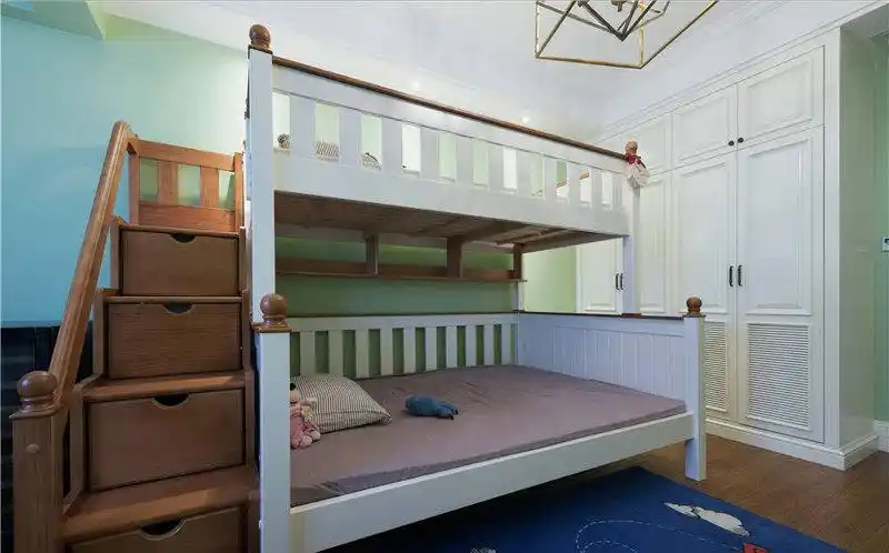 7平米小次卧姐弟错位式上下双层床造型效果图