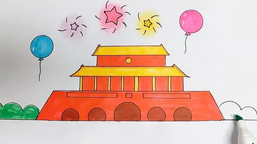 儿童简笔画天安城门