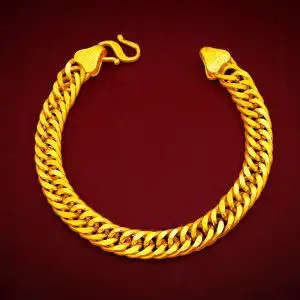 正宗沙金手链男宽光面蛇骨镀黄金手链女仿真金情侣手链子生日礼物