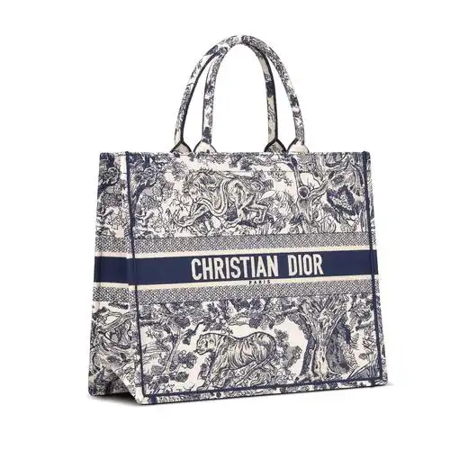 dior迪奥女包托特包book tote手袋 蓝色stripes刺绣m1286zrfq_m928