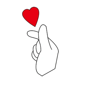 卡通手绘比心手势插画