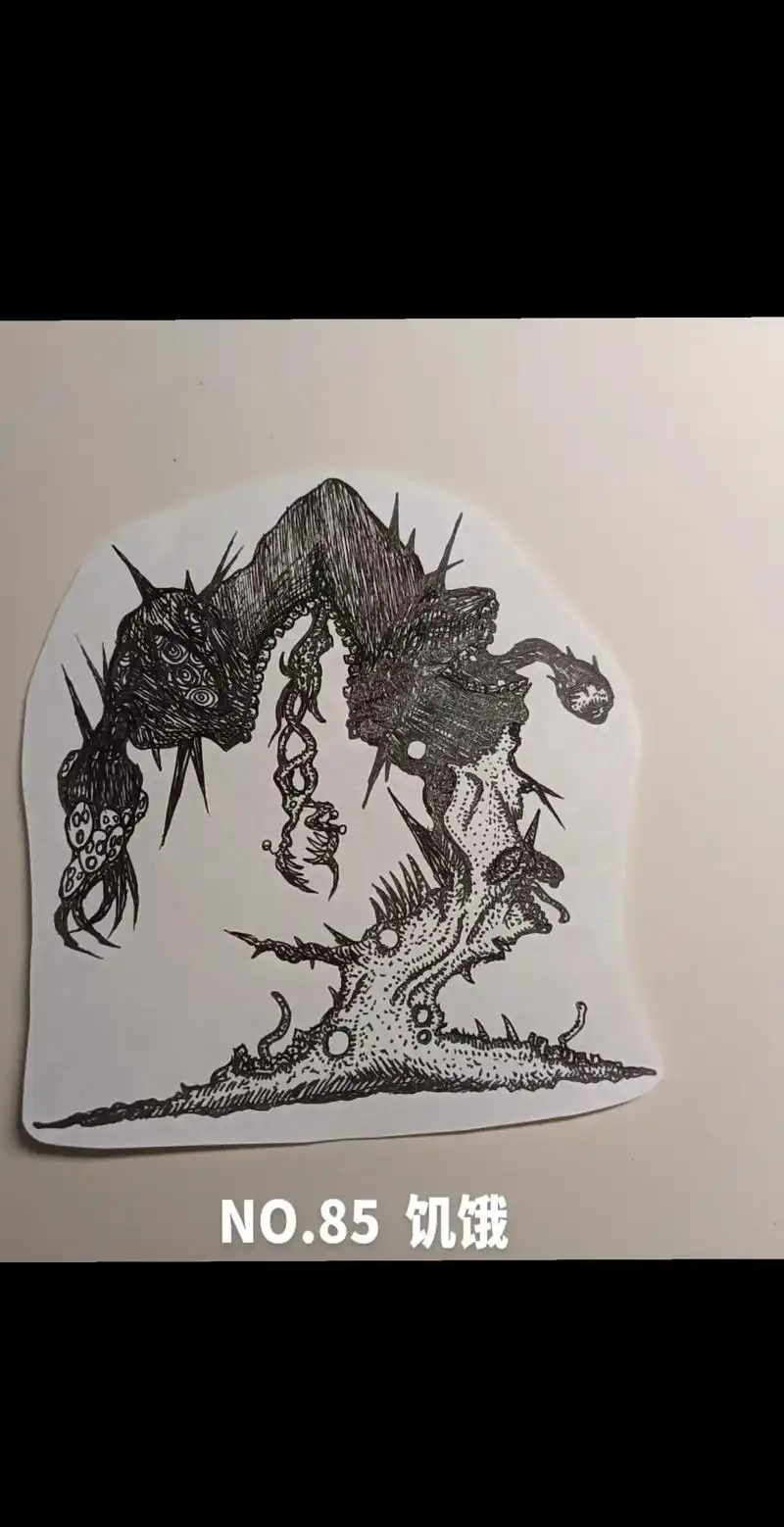 【梦话】【梦话】克苏鲁神话绘画分享 #克苏鲁 #黑白线描画  - 抖音