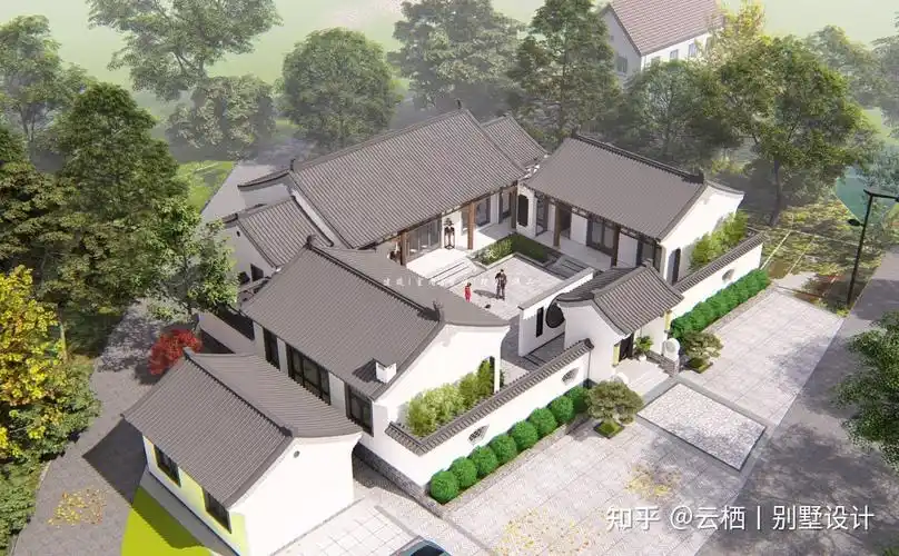 24m湖南浏阳一层中式三合院/look 1今天分享9款一层中式三合院别墅
