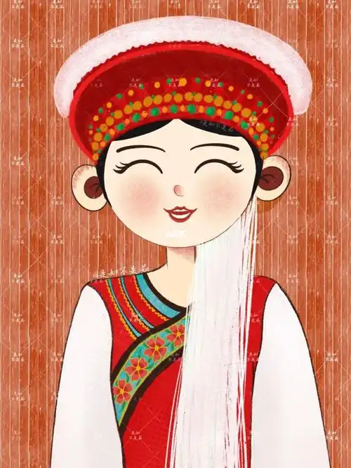 白族少数民族系列原创插画五