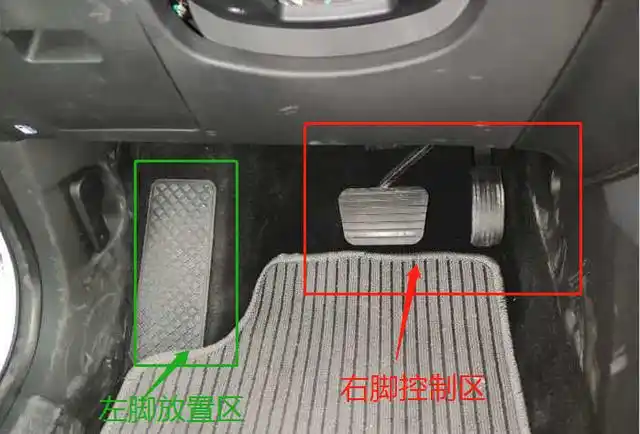 司机上车后左脚踩的是离合器,右脚踩的是油门和刹车,其中油门偏右