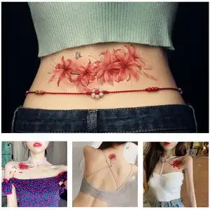 彼岸花纹身贴防水 女 持久性感腰部曼珠沙华纹身贴彼岸花地狱少女