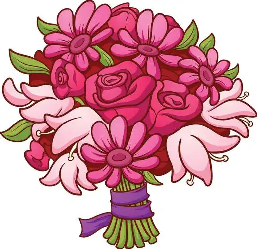 鲜花花束,鲜花花束.矢量剪辑艺术插画与简单的渐变.所有在单个图层.