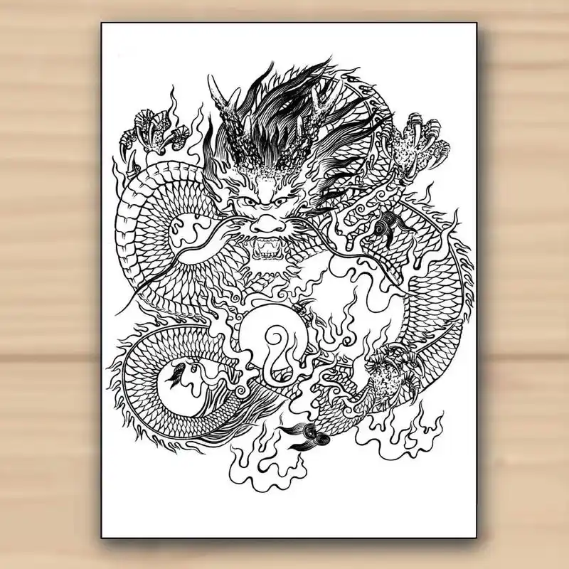 原创手绘 #乱涂乱画系列 #黑白线描画 #战斗龙 #山海经 - 抖音