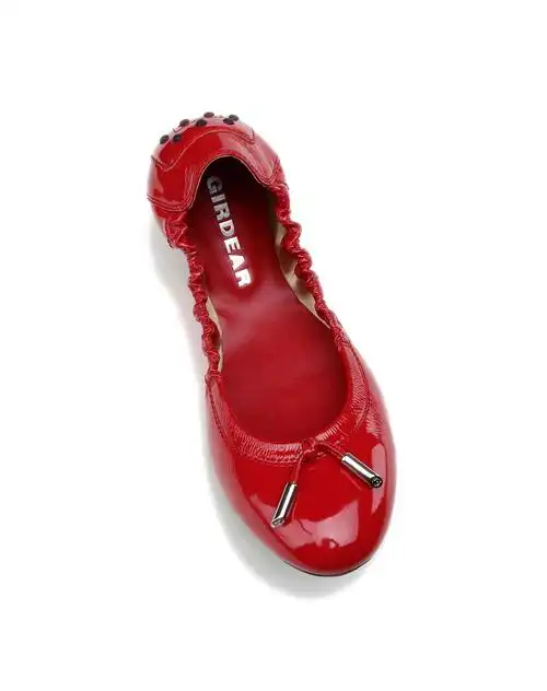 哥弟girdear红色淡雅淑女休闲平底鞋