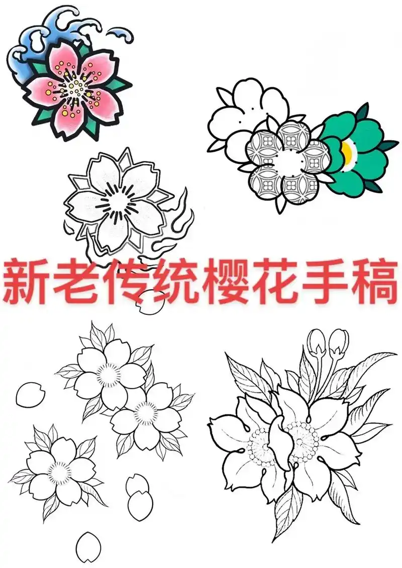 樱花手稿 #樱花纹身手稿 #樱花素材 喜 - 抖音