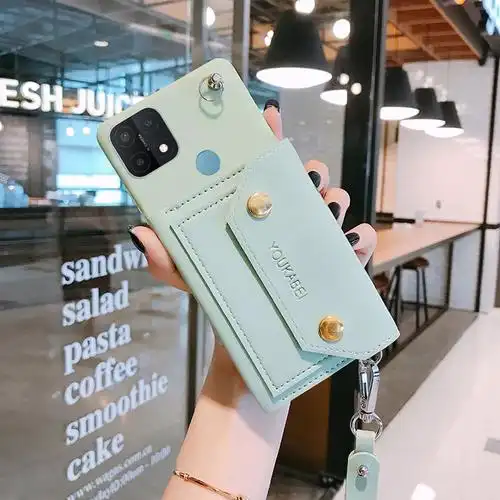 网红适用oppoa35手机机壳reno5零钱钱包reno6斜挎手机保护套