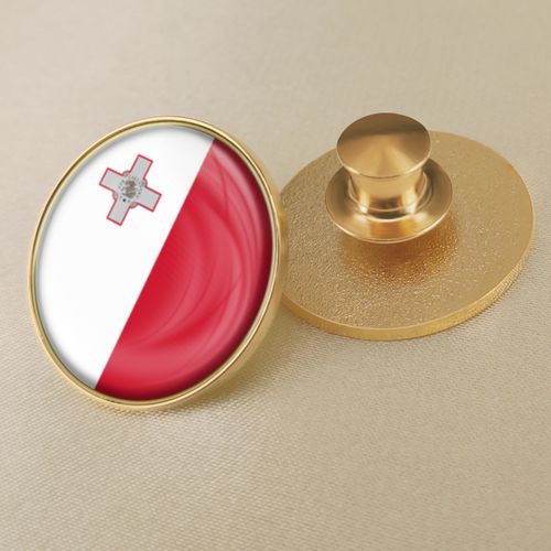 圆形马耳他国旗徽章定制世界各国旗帜胸章襟章水晶滴胶胸针