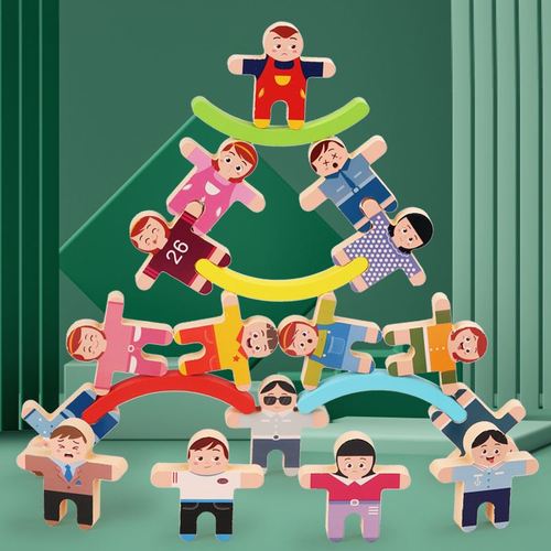 儿童大力士人物叠叠乐亲子平衡叠叠高桌面游戏积木质玩具