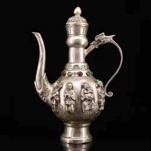 白铜鎏银八仙酒壶大明宣德年制九五品