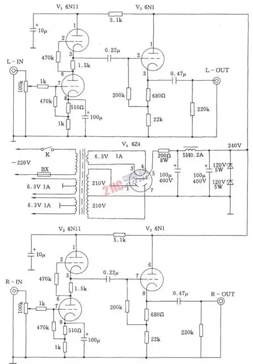 关于电子管功放前级放大器电路的介绍