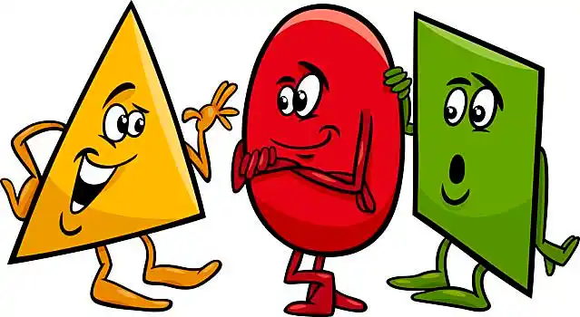 形状,卡通,插画,有趣,三角形,圆,方形,几何,交谈