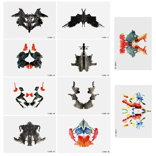 心宅 罗夏墨迹测验图卡 心理测验投射法人格面具测验10张专业卡牌