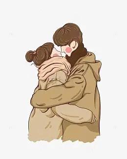情人节情侣浪漫暧昧拥抱手绘图