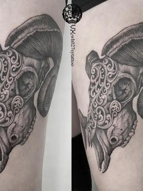 撒旦羊头_纹身图案手稿图片_水异的纹身作品集