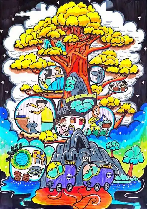 小学部西安市青少年科技创新大赛获奖科幻画作品展示_指导_年级_未来