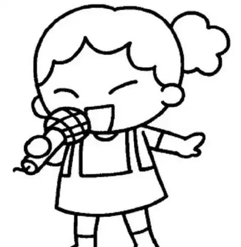 简笔画--如何画卡通版坐着唱歌的歌手小女孩唱歌简唱歌的小女孩儿简笔