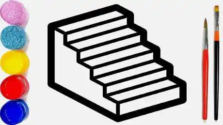 用简笔画画彩虹楼梯,边涂色边学习颜色,详细绘画教程