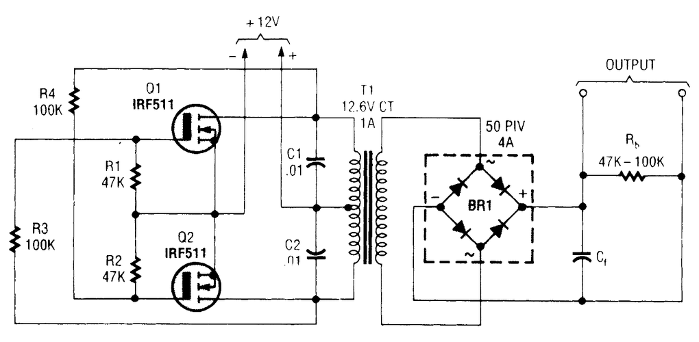 cd4047和irf540 mosfet的逆变器的电路图  http://www