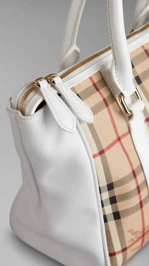 burberry/博柏利 女士牛皮经典格子拼接托特包 单肩斜挎手提包