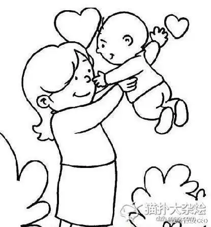 关于母爱的简笔画大手牵小手